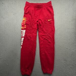 Nike Sweatpants Jogger Club Fleece Big Logo Graphic Red Mens Small DC2740-687